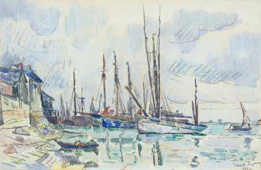 Paul Signac — Thonier et sardiniers dans un port breton, 1922