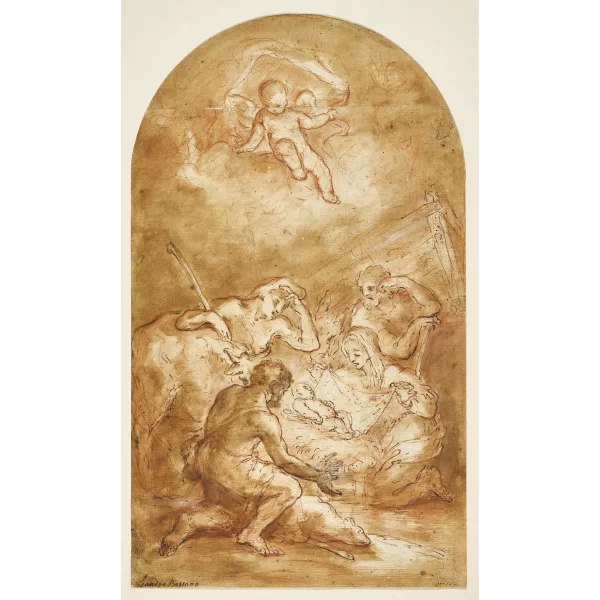 Leandro Bassano — Attribué à LEANDRO BASSANO — Anbetung der Hirten.