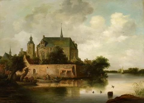 Frans de Hulst — Flusslandschaft mit Boot
