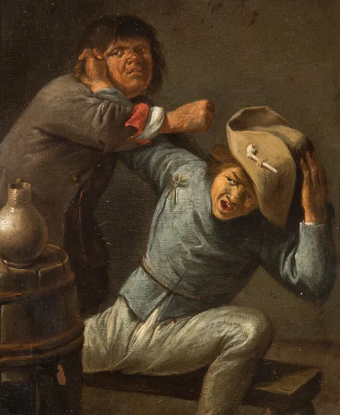 Adriaen Brouwer — Kopie Zwei sich raufende Bauern am Fass