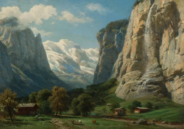 Eduard Pape — Lauterbrunnen mit dem Staubbachfall
