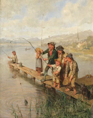 Hugo Kauffmann — Enfants en train de pêcher, 1902
