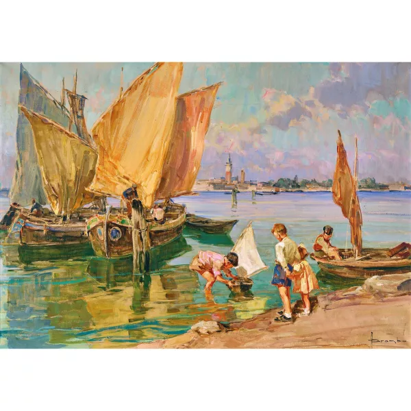 Angelo Brombo — Spielende Kinder an der Lagune von Venedig