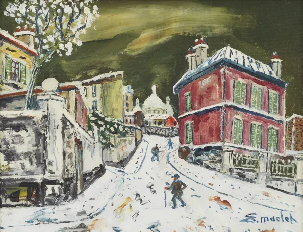 Élisée Maclet — Rue Ravignan à Montmartre en hiver