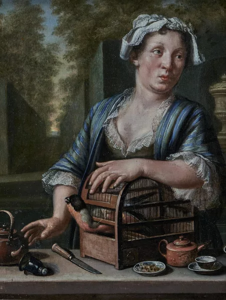 Theodor van Pee — Portrait d'une femme avec oiseau