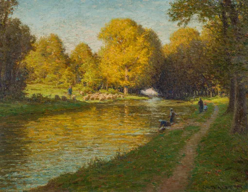 Charles Clair — Troupeau de moutons au bord de l'eau