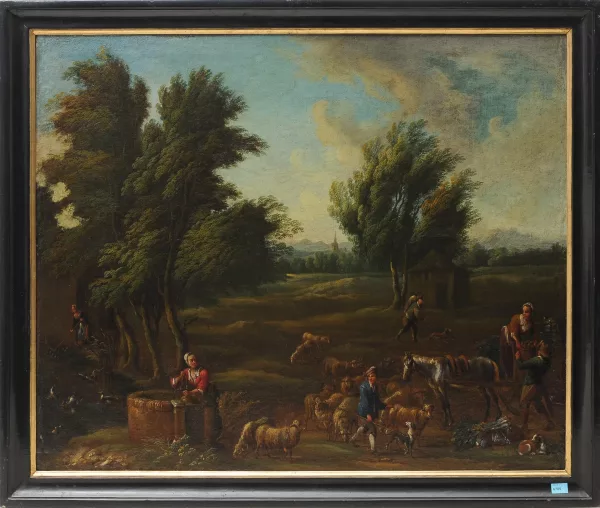 Alexander van Bredael — in der Art Bäuerinnen und Hirten am Brunnen
