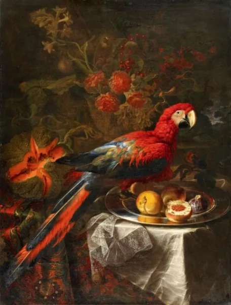 Gabriello Salci — Früchtestillleben mit Papagei