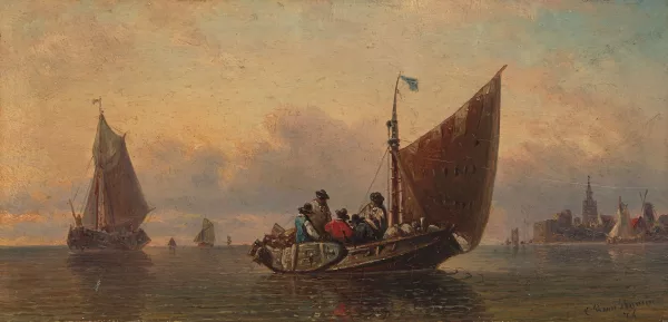 Elias van Bommel — Holländische See mit Schiffen