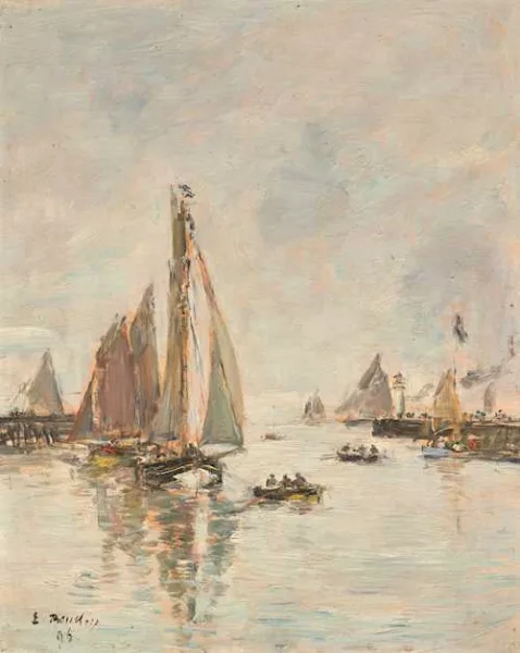 Eugène Boudin — Trouville. Rentrée des barques de pêche, 1896