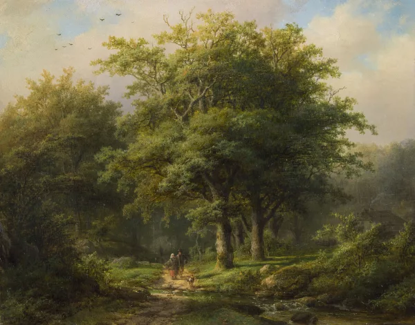 Johann Bernhard Klombeck — Waldlandschaft mit Wanderern