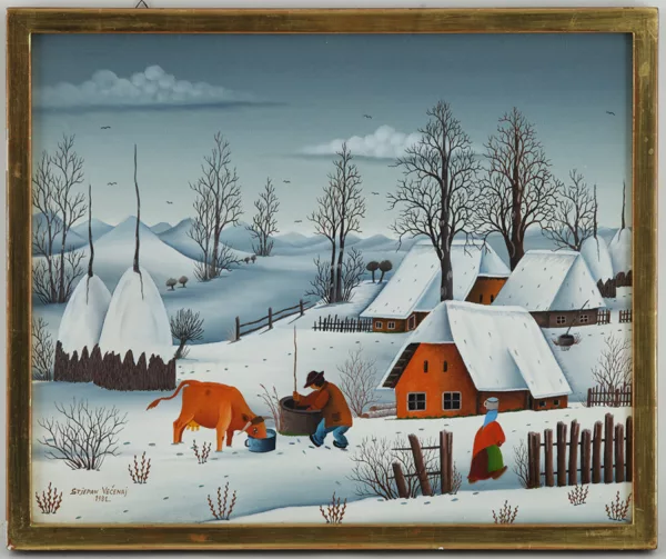 Stjepan Vecenaj — Stjepan Vecenaj (1928), \Paysage d'hiver\, huile sur