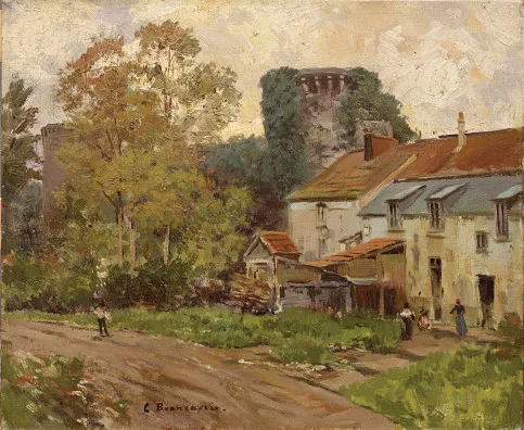 Carlo Brancaccio — Fila di case con castello