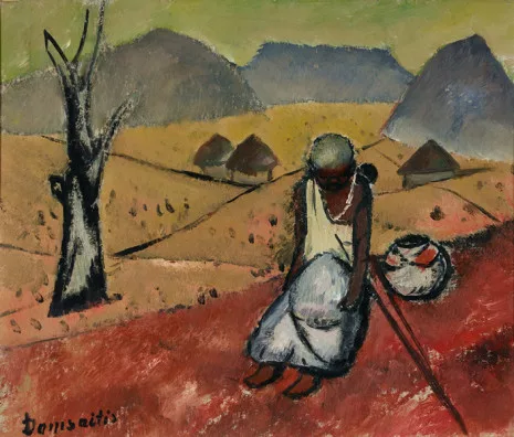Pranas Domšaitis — Frau mit Stock und Korb