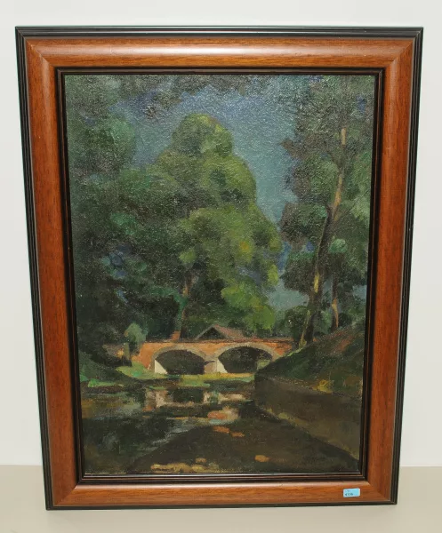 Eugène Corneau — Flusslandschaft mit Brücke