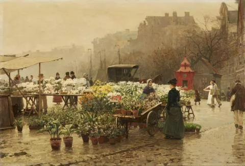 Hans Herrmann — Blumenmarkt in einer holländischen Stadt