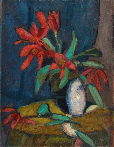 Hermann Stenner — Rote Blumen in weißem Krug