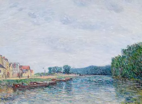 Gustave Loiseau — Barques, quai du Pothuis à Pontoise. 1900–05.