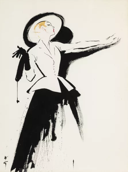 René Gruau — La robe bar pour Dior