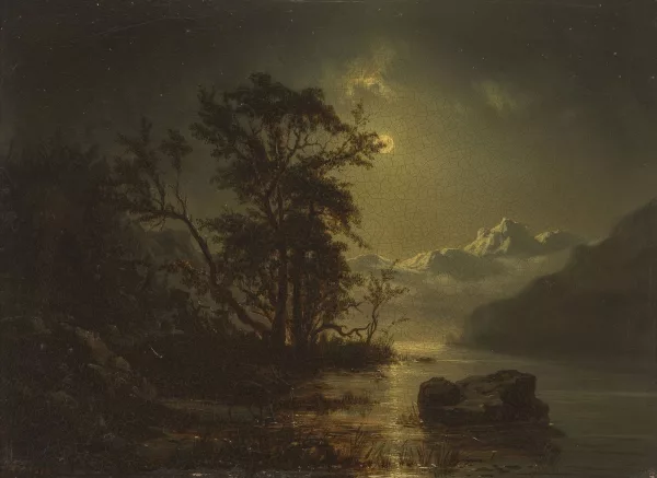 Henri Charles Stock — Paysage au clair de lune