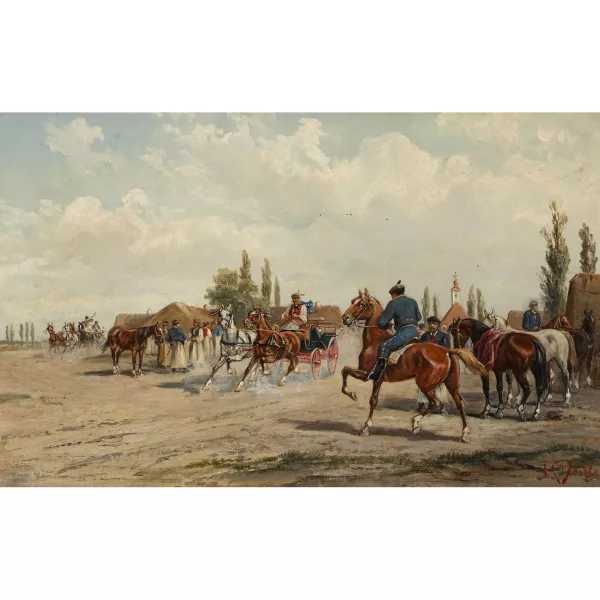 Alfred Steinacker — "Pferdemarkt bei Arad in Ungarn".