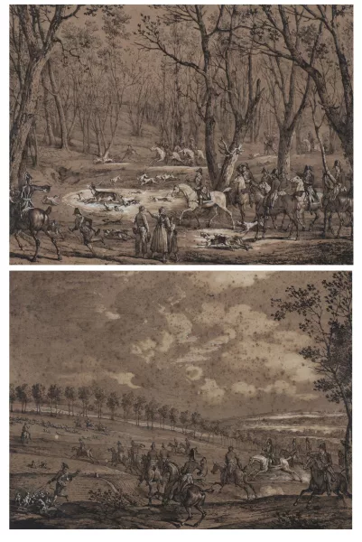 Carle Vernet — Carle VERNET (1758-1836), Paire de dessins sur papier