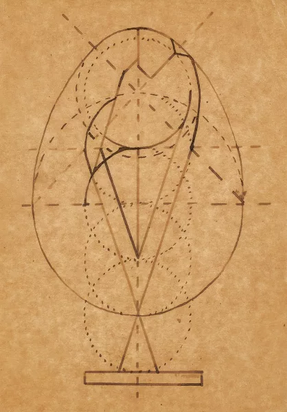 Georges Vantongerloo — Studie für "Composition émanante de l'ovoïde", 1918