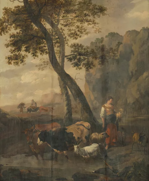 Nicolaes Pietersz. Berchem — Nachfolger von Nicolaes Berchem — Landschaft mit Hirte und Herde
