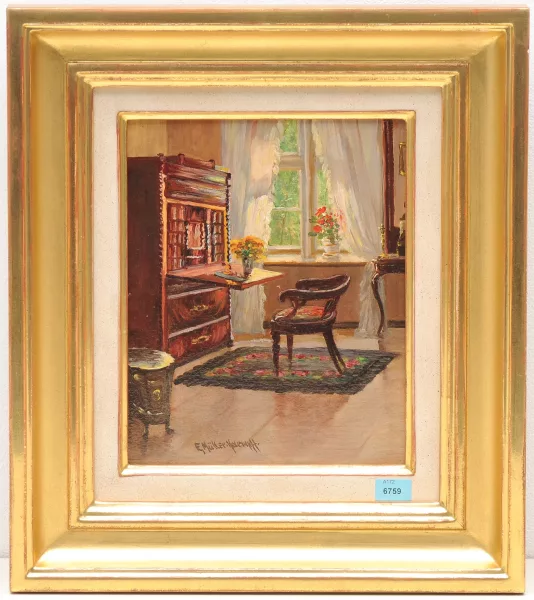 Else Müller-Kaempff — Interieur mit Sekretär am Fenster