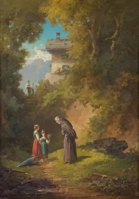 Willy Moralt — Begegnung Mönch mit Kindern
