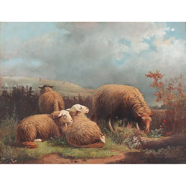 Laurent De Beul — Landschaft mit Schafen.