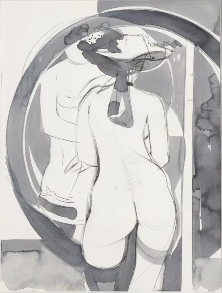 Camille Hilaire — Camille Hilaire (1916-2004), Nu féminin, lavis et