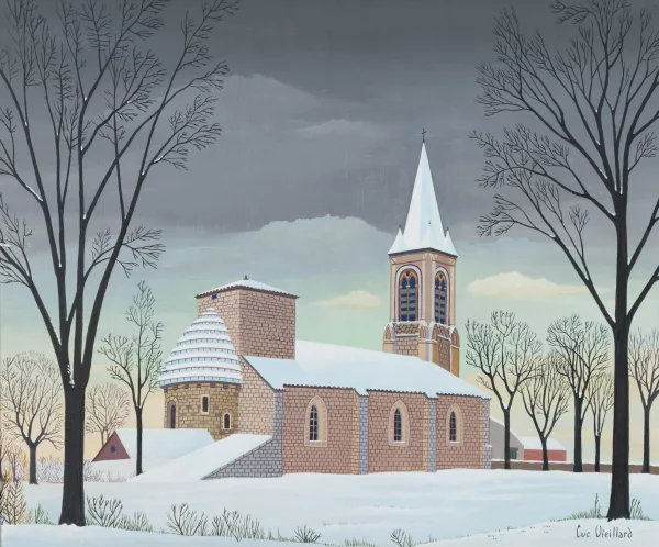 Lucien Vieillard — Eglise d'Enganyrac sous la neige