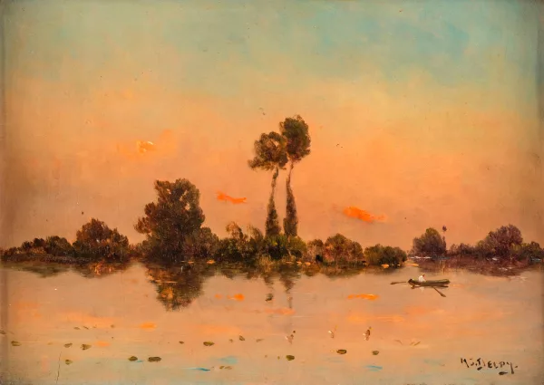 Hippolyte-Camille Delpy — Barque sur la rivière