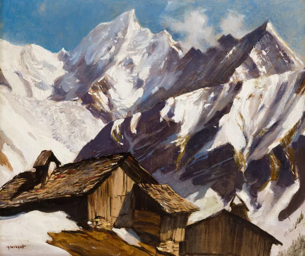 Marcel Wibault — Vue de montagnes et mazots