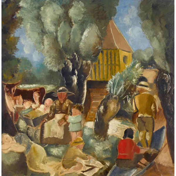 Charles Dufresne — Famille au repos au bord de la rivière