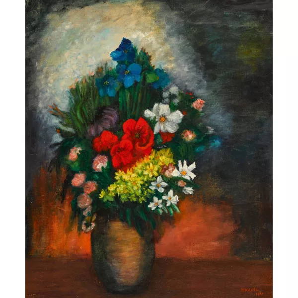 Charles Kvapil — Vase aux fleurs.