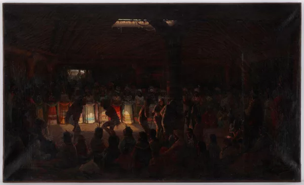 Jules Tavernier — érémonie rituelle, tribue d'Amerindiens,