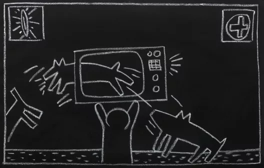 Keith Haring — Subway Drawing — Personnages, téléviseurs, chiens bondissants