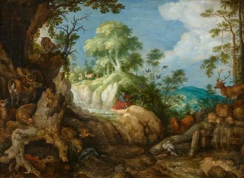 Roelandt Savery — Landschaft mit Elias, von den Raben versorgt