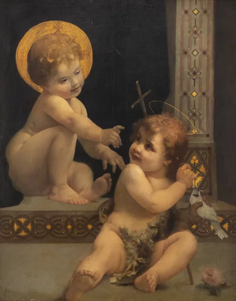William Adolphe Bouguereau — École de William BOUGUEREAU — L'enfant Jésus disputant à Saint Jean-Baptiste une colombe