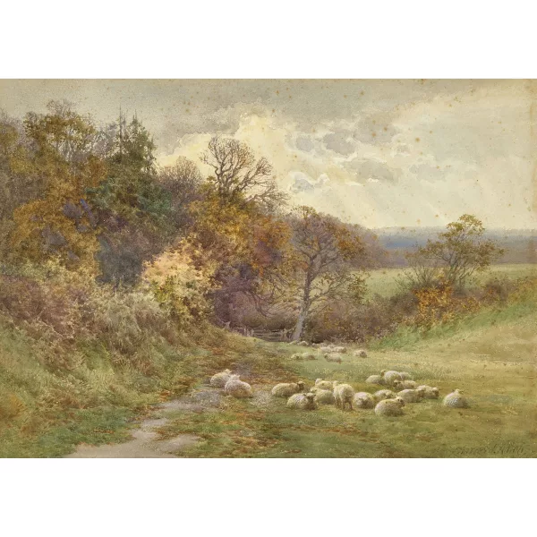 Charles James Adams — Herbstlandschaft mit Schafherde.