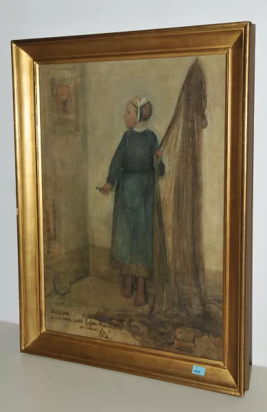 Léopold Stevens — Mädchen ein Fischernetz flickend