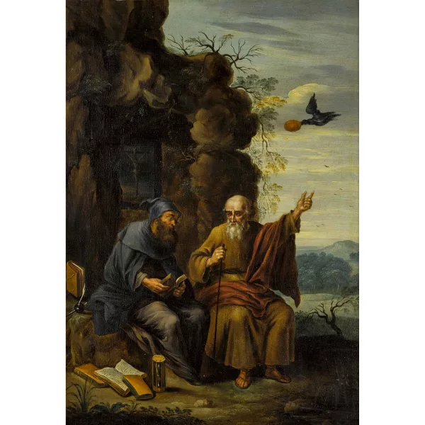 David Teniers le Jeune — Suiveur de DAVID II TENIERS — Saint Antoine et saint Paul conversant