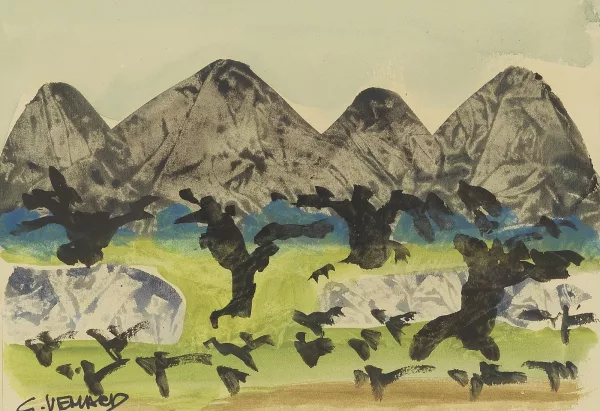 Claude Venard — Paysage aux arbres noirs