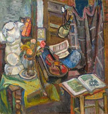 Pinchus Krémègne — Intérieur, torse et violon, 1921