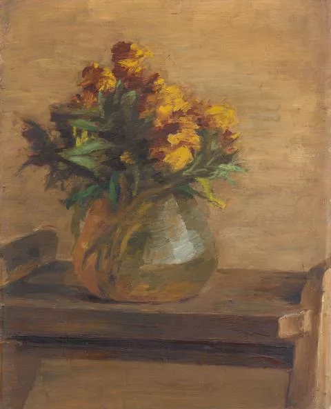 Julia Feininger — Blumenstrauß. Verso: Gipsmaske