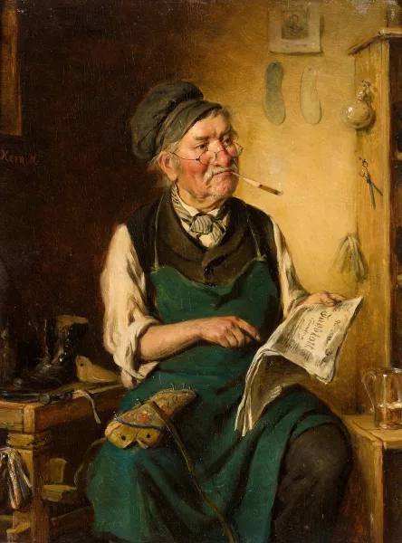 Hermann Kern — Lesender in einem Interieur