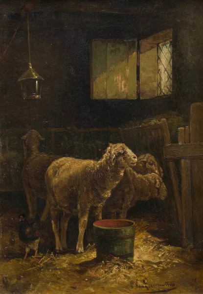 Corneille Van Leemputten — Schafe im Stall