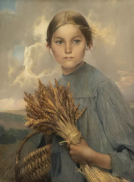 Firmin Baes — Jeune fille à la gerbe de blé,